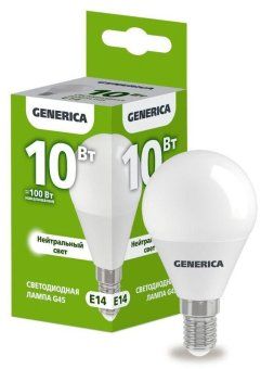 лампа светодиодная g45 10вт шар 4000к e14 230в generica ll-g45-10-230-40-e14-g от магазина Штепсель и батарейка.