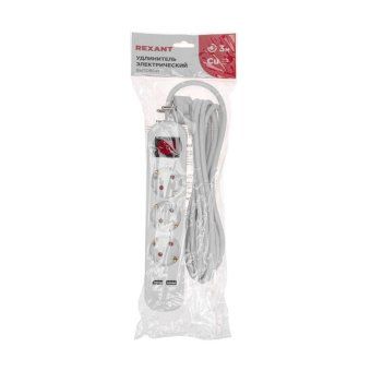 удлинитель 3х3м с заземл. standard 2хusb 3х1кв.мм с выкл. бел. rexant 13-4016 от магазина Штепсель и батарейка. - фото_7