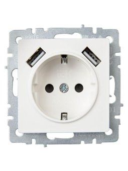 розетка brite рюш10-2-брб 16а с usb a+a 3.1а с заземл. защ. шторки механизм бел. iek br-r14-16-u21-d31-k01 от магазина Штепсель и батарейка. - фото_2