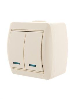 выключатель 2-кл. оп nata 10а ip20 с подсветкой крем. lezard 710-0300-112 от магазина Штепсель и батарейка.