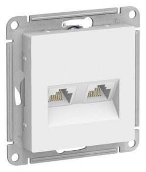 розетка компьютерная 2-м atlasdesign rj45+rj45 кат.5e механизм лотос se atn001385 от магазина Штепсель и батарейка.