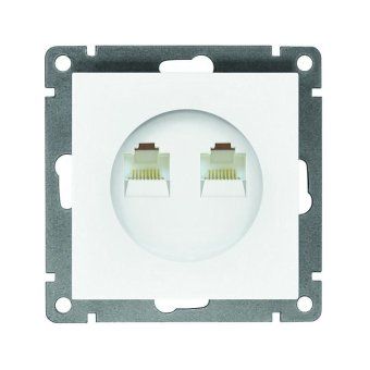 розетка компьютерная 2-м сп афина rj45 кат.5e механизм бел. universal a1086 от магазина Штепсель и батарейка.