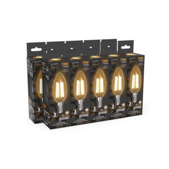 лампа светодиодная филаментная black filament 13вт свеча 2700к тепл. бел. e14 1100лм gauss 103801113 от магазина Штепсель и батарейка. - фото_7
