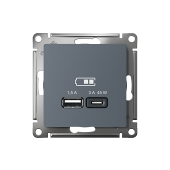 розетка usb atlasdesign тип a+c 45вт qc pd высокоскор. зу механизм грифель se atn000729 от магазина Штепсель и батарейка. - фото_2