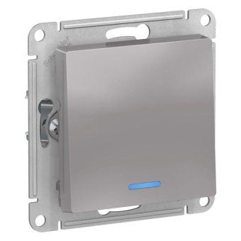 выключатель 1-кл. сп atlasdesign 10а ip20 (сх. 1а) 10ax с подсветкой механизм алюм. se atn000313 от магазина Штепсель и батарейка.