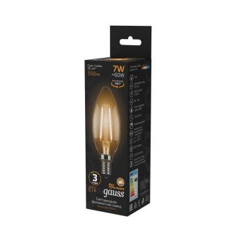 лампа светодиодная филаментная black filament 7вт свеча 2700к тепл. бел. e14 550лм gauss 103801107 от магазина Штепсель и батарейка. - фото_6