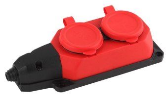 колодка удлинителя 2-м с заземл. 16а ip44 k-2e-red-ip44 каучук красн. эра б0044551 от магазина Штепсель и батарейка.