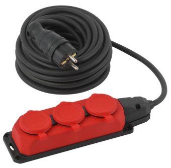 удлинитель силовой uk-3e-3x1.5-10m-ip44(kg) с заземлением 3 розетки каучук 10м кг 3х1.5кв.мм ip44 эра б0057580 от магазина Штепсель и батарейка.