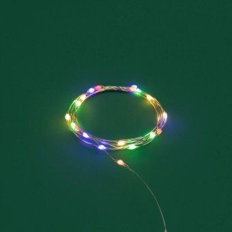 гирлянда светодиодная "роса" с крупными каплями 2м 20led мультиколор 0.1вт ip20 тонкий батарейный блок элементы питания 2хcr2032 (в компл.) neon-night 302-009 от магазина Штепсель и батарейка. - фото_4