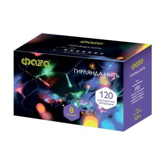 гирлянда ac-g01-120m 120led rgb 12.8м 8реж. 220в фаzа 5047655 от магазина Штепсель и батарейка. - фото_2