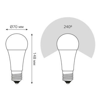 лампа светодиодная black 22вт a70 грушевидная 3000к тепл. бел. e27 1900лм gauss 102502122 от магазина Штепсель и батарейка. - фото_3