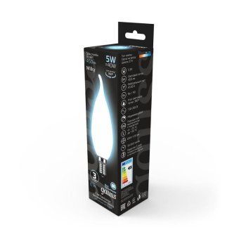 лампа светодиодная филаментная black filament 5вт свеча на ветру матовая 4100к нейтр. бел. e14 450лм gauss 104201205 от магазина Штепсель и батарейка. - фото_4