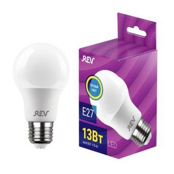 лампа светодиодная a60 13вт грушевидная 2700к тепл. бел. e27 1100лм 180-240в rev 32346 4 от магазина Штепсель и батарейка.