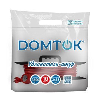 удлинитель-шнур на рамке 1х10м без заземл. 16а ip20 3.5квт пвс 2х1.5 domtok 2402 от магазина Штепсель и батарейка. - фото_2
