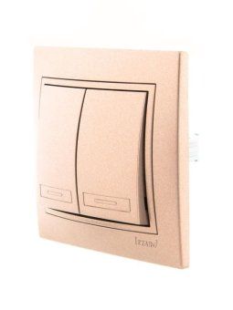 выключатель 2-кл. сп mira 10а ip20 со вставкой свет. корич. перламутр. lezard 701-3131-101 от магазина Штепсель и батарейка. - фото_3