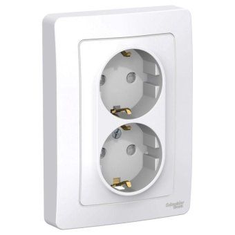 розетка 2-м сп blanca 16а ip20 250в с заземл. защ. шторки бел. se blnrs001121 от магазина Штепсель и батарейка.