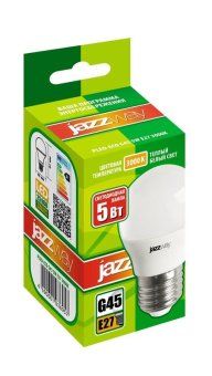 лампа светодиодная pled-eco 5вт g45 шар матовая 3000к тепл. бел. e27 400лм 230в 50гц jazzway 1036957a от магазина Штепсель и батарейка. - фото_2