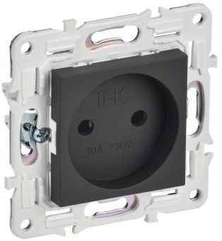 розетка skandy 10а без заземл. без защ. шторок sk-r02g графит iek sk-r10-10-k53 от магазина Штепсель и батарейка.