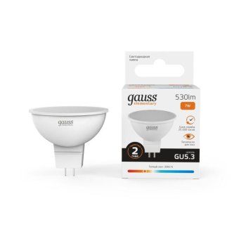 лампа светодиодная elementary 7вт mr16 софит 3000к тепл. бел. gu5.3 530лм gauss 13517 от магазина Штепсель и батарейка.