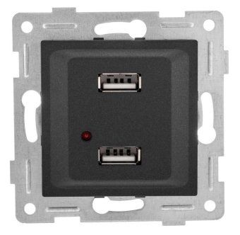 розетка usb 2-м сп ugra механизм графит gusi с11usb2-010 от магазина Штепсель и батарейка.