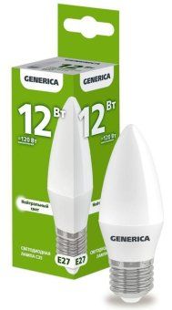 лампа светодиодная c35 12вт свеча 4000к e27 230в generica ll-c35-12-230-40-e27-g от магазина Штепсель и батарейка.