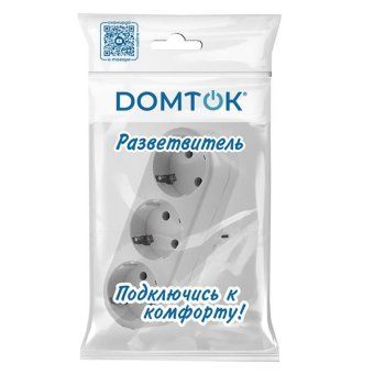разветвитель 3-м плоский с заземл. 16а 3500вт 250в бел. dомток 2656 от магазина Штепсель и батарейка. - фото_2