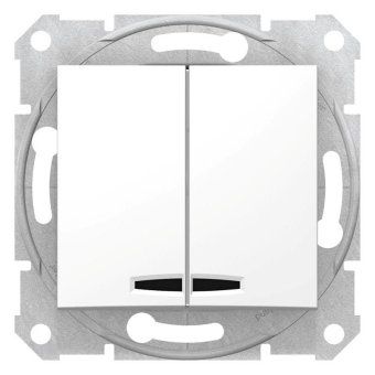 выключатель 2-кл. сп sedna 10а ip20 (сх. 5а) 250в с син. подсветкой механизм бел. sche sdn0300321 от магазина Штепсель и батарейка.