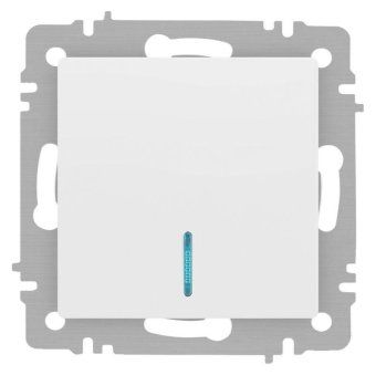 выключатель accent 6-102-01м с подсветкой 10а-250в ip20 су al/cu бел. матов. intro б0063466 от магазина Штепсель и батарейка.