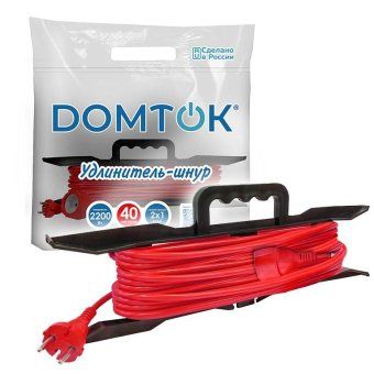 удлинитель-шнур на рамке 1х40м без заземл. 10а ip20 2.2квт пвс 2х1 domtok 2476 от магазина Штепсель и батарейка. - фото_4