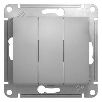 выключатель 3-кл. сп glossa 10а ip20 (сх. 1+1+1) 10ax механизм алюм. se gsl000331 от магазина Штепсель и батарейка.