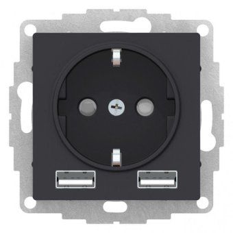 розетка 1-м сп atlasdesign 16а ip20 с 2-мя заряд. устройствами usb тип a+a 5в/2.4а 2х5в/1.2а механизм карбон se atn001030 от магазина Штепсель и батарейка. - фото_3