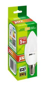 лампа светодиодная pled-eco 5вт c37 свеча матовая 3000к тепл. бел. e14 400лм 230в 50гц jazzway 1036834a от магазина Штепсель и батарейка. - фото_2