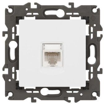 розетка компьютерная 1-м elegance 14-3107-01 rj45 ip20 механизм бел. эра б0034302 от магазина Штепсель и батарейка.