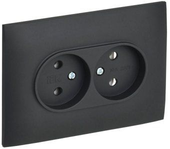 розетка 2-м skandy 10а без заземл. без защ. шторок в сборе sk-r10g графит iek sk-r20-10-k53-f от магазина Штепсель и батарейка.