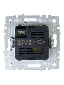 розетка brite usb a+c 18вт рю11-1-бркр механизм беж. iek br-u22-018-k10 от магазина Штепсель и батарейка. - фото_5