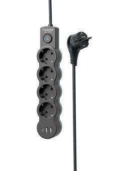удлинитель 3х1.5м с заземл. 10а ip20 usb 2500вт 220в пвс 3х1 с выкл. черн. космос yksm1.5m4g-z-vu10а-b от магазина Штепсель и батарейка. - фото_4