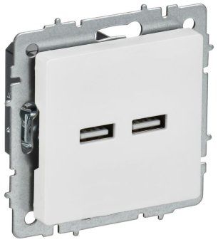 розетка brite рю10-1-браб usb a+a 3.1а механизм арктич. бел. iek br-u21-d31-k91 от магазина Штепсель и батарейка.