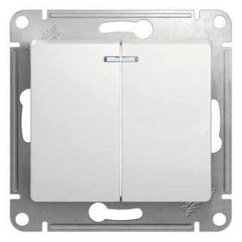 выключатель 2-кл. сп glossa 10а ip20 (сх. 5а) 10ax с подсветкой механизм бел. se gsl000153 от магазина Штепсель и батарейка.