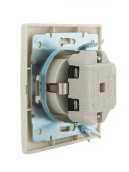 розетка 1-м сп mira 16а ip20 с заземл. с защ. крышкой со вставкой керамика крем. lezard 701-0303-123 от магазина Штепсель и батарейка. - фото_2