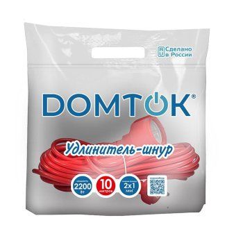 удлинитель-шнур 1х10м без заземл. 10а ip20 2.2квт пвс 2х1 domtok 2488 от магазина Штепсель и батарейка.