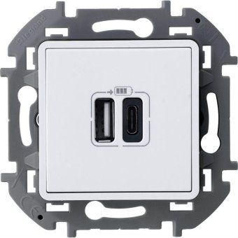 устройство зарядное inspiria с 2-мя usb разьемами a и c 240в / 5в 3000ма бел. leg 673760 от магазина Штепсель и батарейка.