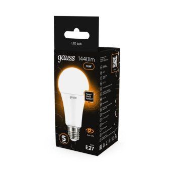 лампа светодиодная black 16вт a60 грушевидная 3000к тепл. бел. e27 1440лм gauss 102502116 от магазина Штепсель и батарейка. - фото_2