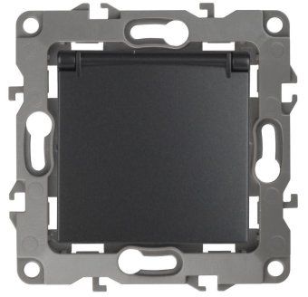 розетка 1-м сп эра12 12-2103-05 16а ip20 16ax 250в 2p+e schuko защ. шторки с крышкой механизм антрацит эра б0014697 от магазина Штепсель и батарейка.