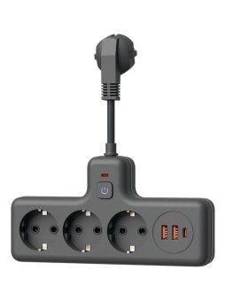 удлинитель с сетевым фильтром 3х0.3м 10а 2usb + 1usbc 2500вт пвс 3х1 компакт черн. космос frksm0.3m-3g(b)usb от магазина Штепсель и батарейка. - фото_2