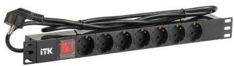 блок розеток 7 мест pdu (немец. cтанд.) din49440 с led выкл. 1u шнур 2м вилка din49441 профиль пвх черн. itk ph12-7d1-p от магазина Штепсель и батарейка.