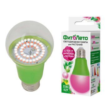 лампа светодиодная led-a60-15w/spsb/e27/cl plp30gr 15вт a60 грушевидная прозрачная для растений спектр для рассады и цветения (упак. картон) uniel ul-00004582 от магазина Штепсель и батарейка.