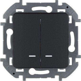 выключатель 2-кл. inspiria 10а ip20 250в 10ax с подсветкой/индикацией механизм антрацит leg 673633 от магазина Штепсель и батарейка.