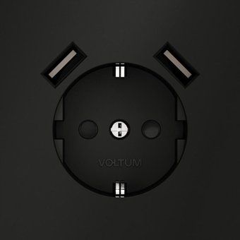 розетка 1-м сп s70 16а с usb a+a с заземл. защ. шторки механизм черн. матов. voltum vls040408 от магазина Штепсель и батарейка. - фото_3