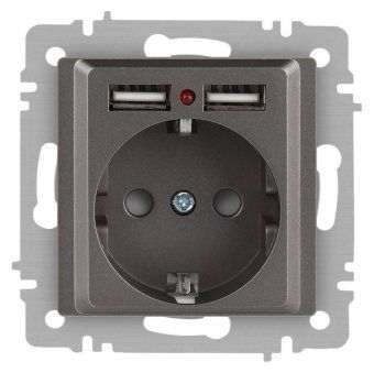 розетка accent 6-410-09 p+e schuko со шторками 16а-250в + 2хusb ip20 су титан intro б0063711 от магазина Штепсель и батарейка.