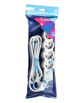 удлинитель 3х1.5м с заземл. 10а ip20 usb 2500вт 220в пвс 3х1 с выкл. бел. космос yksm1.5m4g-z-vu10а-w от магазина Штепсель и батарейка. - фото_3